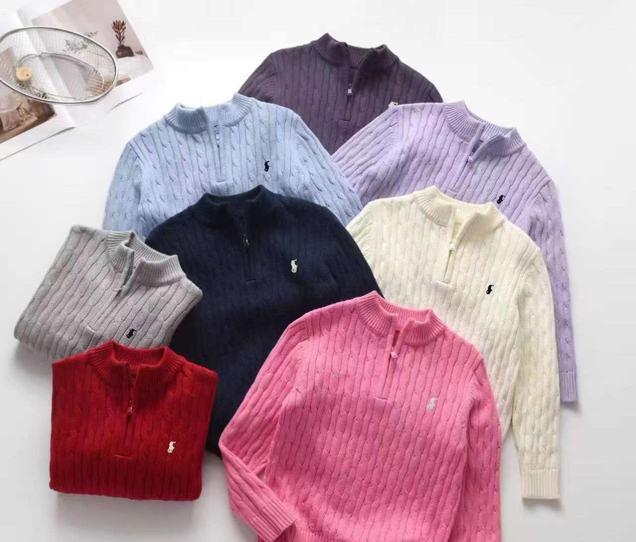 J26047 cable-knit children's half-zip sweater