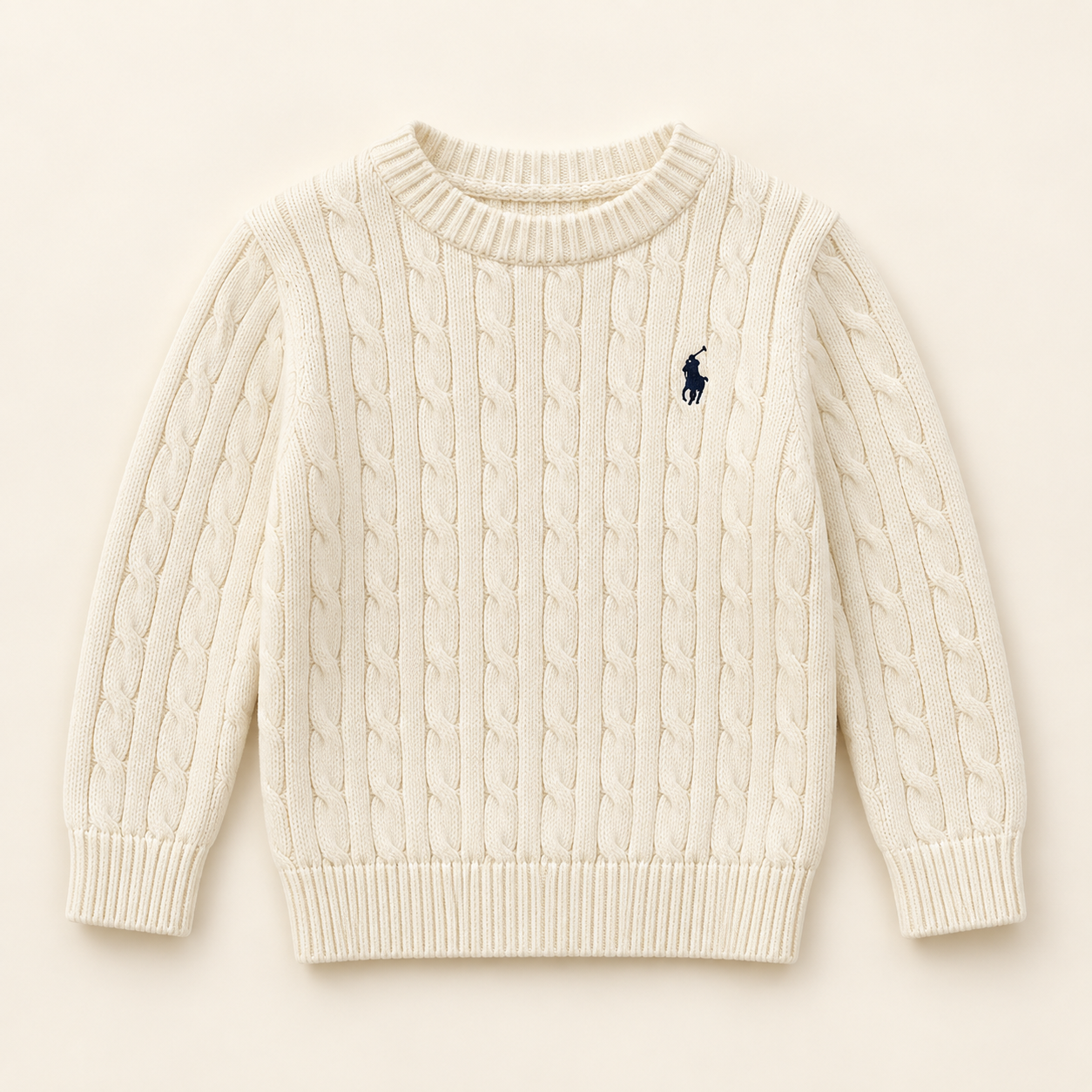 J26048 cable-knit children's crewneck sweater