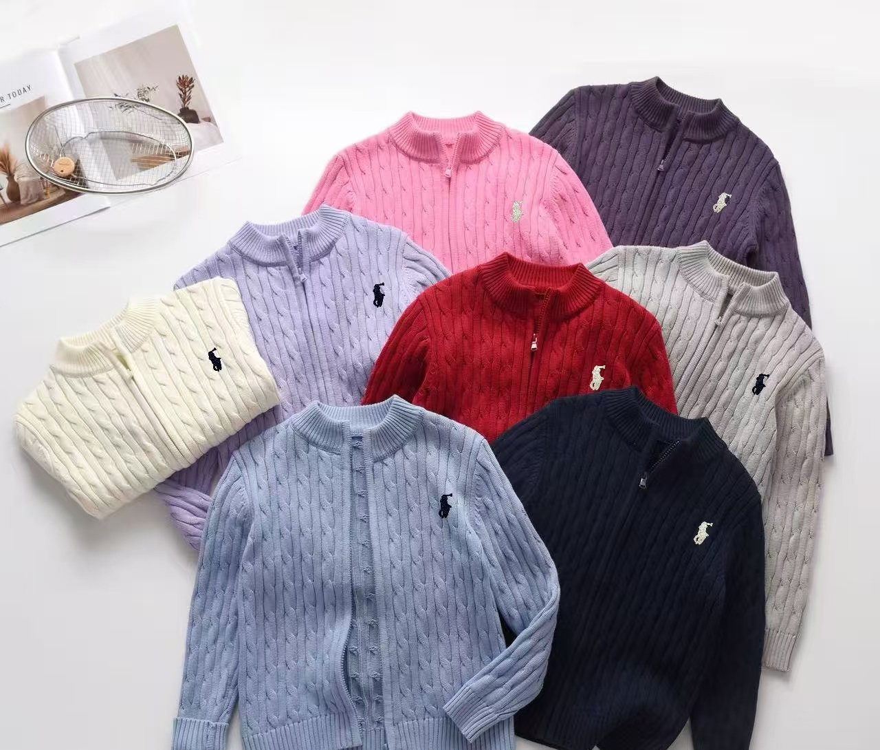 J26050 cable-knit children's zip cardigan